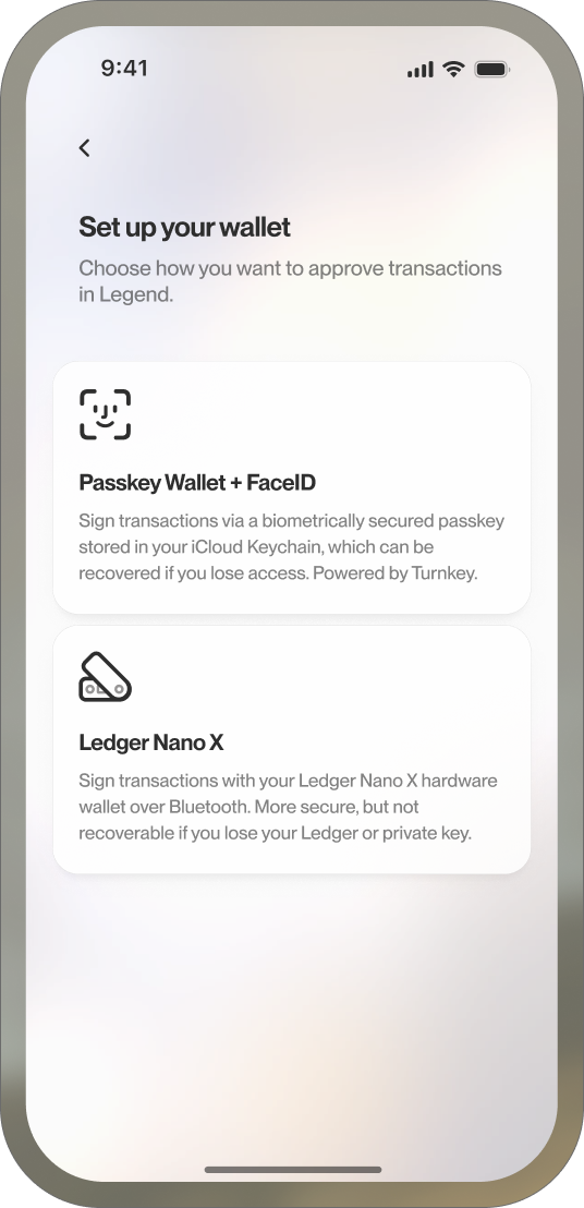 Security settings interface